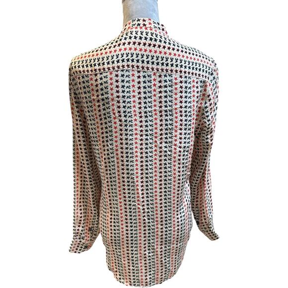 Isabel Marant Étoile Silk Blouse Red & Navy Star Dove Print – Size FR 42 / US 10 - Picture 4 of 8
